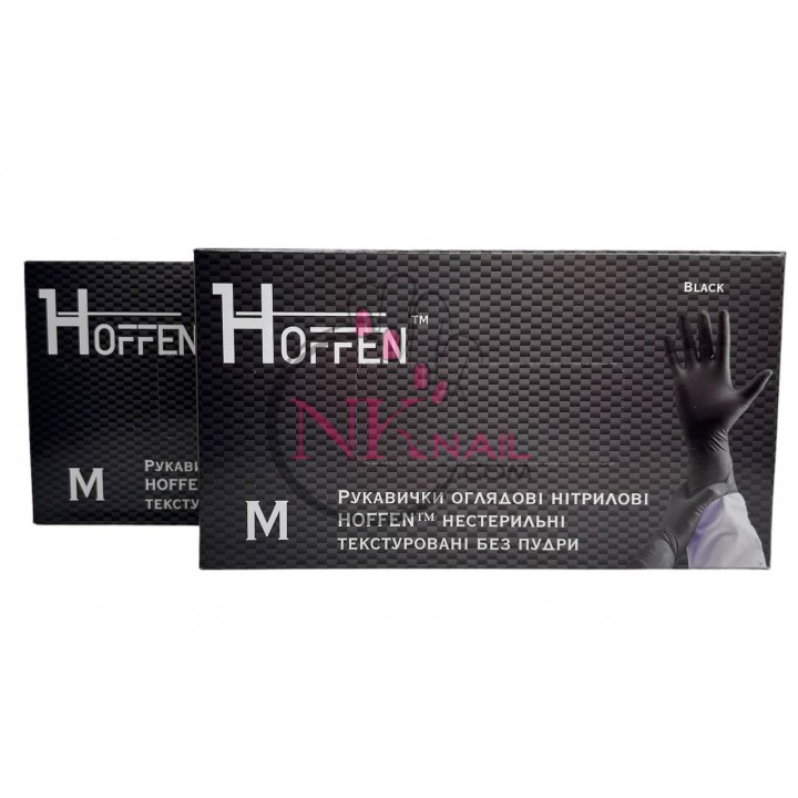 Рукавички Hoffen medical чорні, розмір М 50 пар